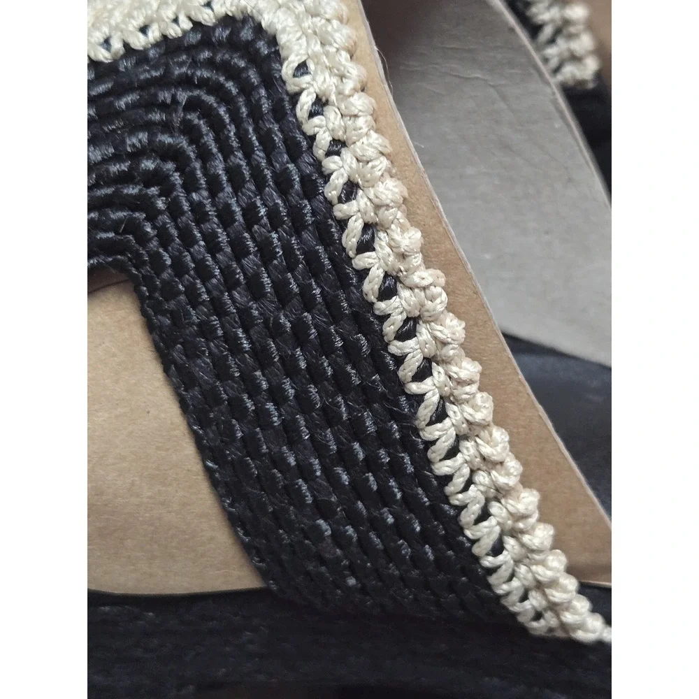 Chelsea & Violet Black Woven Platform Slide Sandals‎ Espadrile Size 9.5
